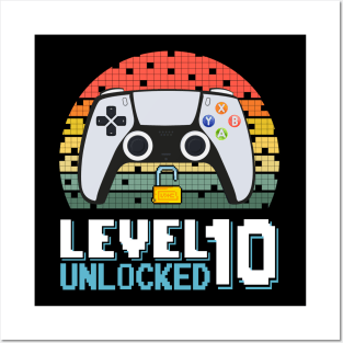 Level 10 Unlocked Vintage Retro Gaming Posters and Art